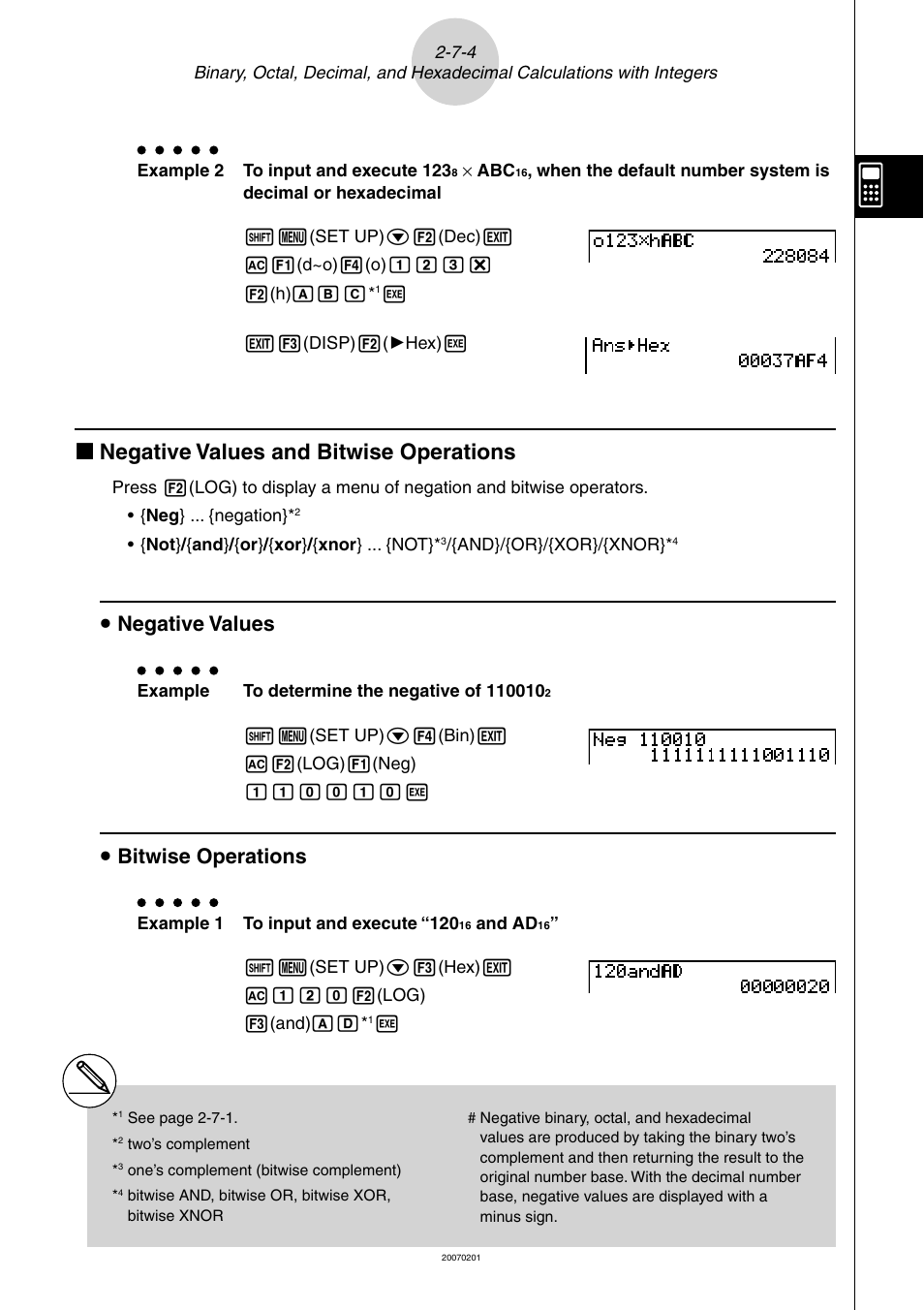 K negative values and bitwise operations, U negative values, U bitwise operations | Casio SERIES FX-9860G User Manual | Page 119 / 603