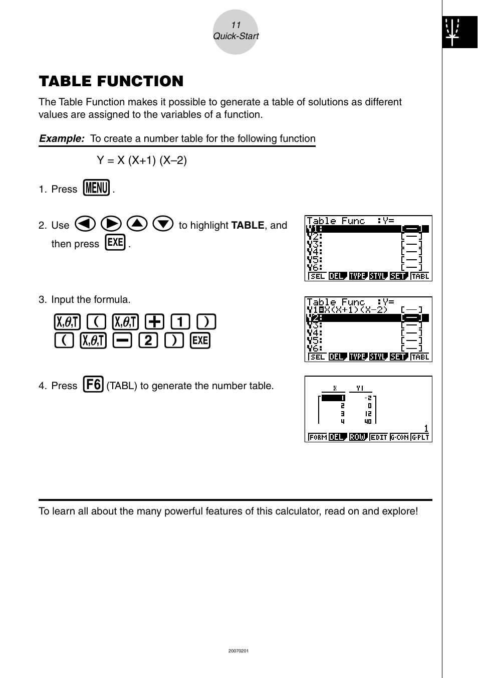 Table function, Defc, V(v+b) (v-c)w | Casio SERIES FX-9860G User Manual | Page 13 / 603