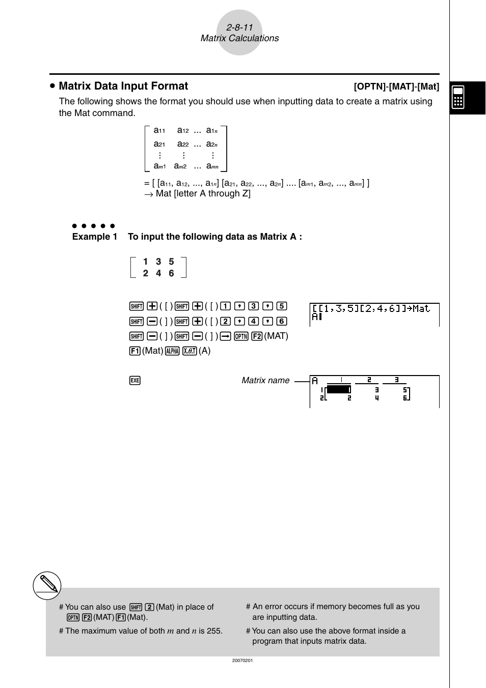 U matrix data input format | Casio SERIES FX-9860G User Manual | Page 131 / 603