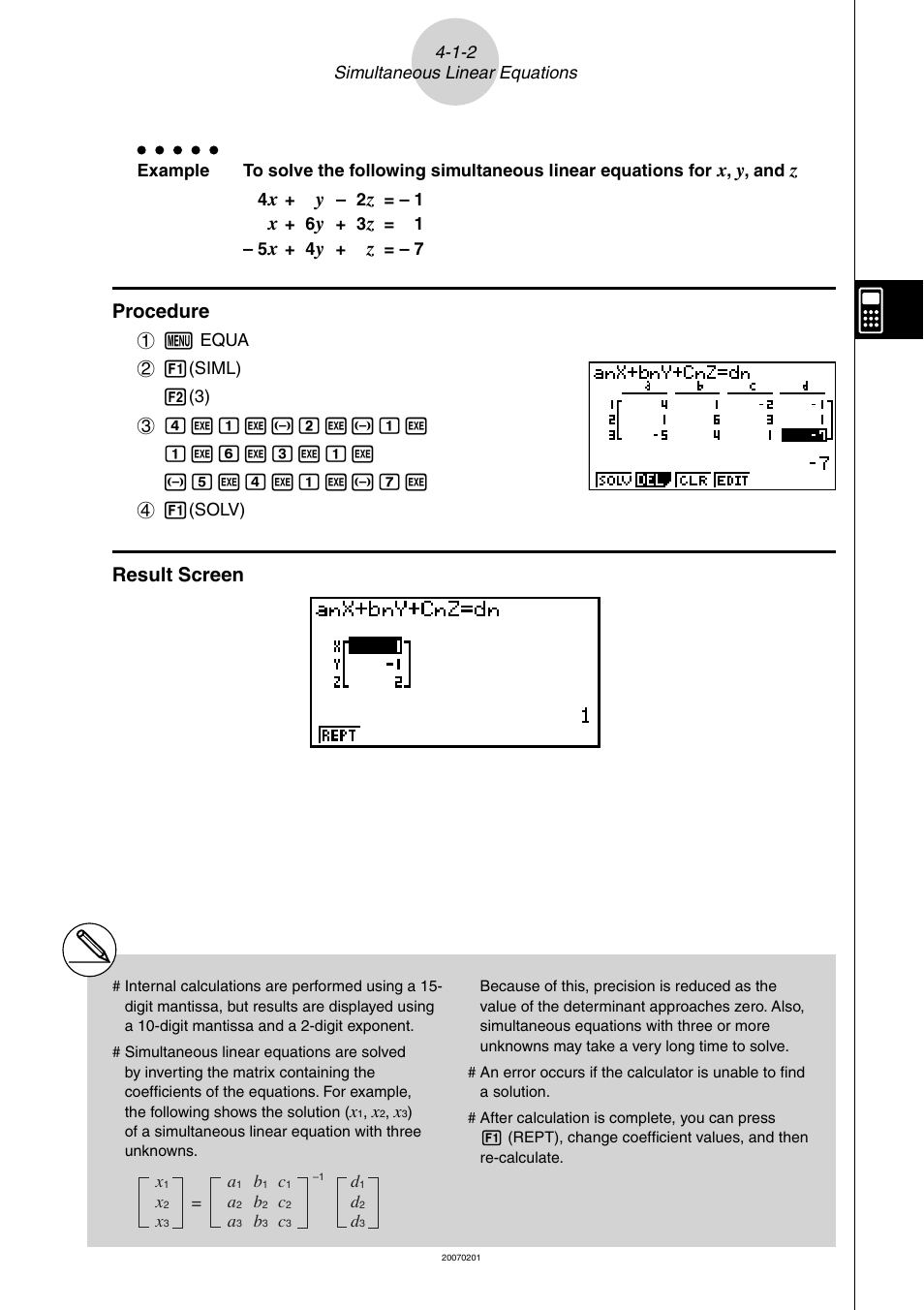 Procedure, Result screen | Casio SERIES FX-9860G User Manual | Page 169 / 603