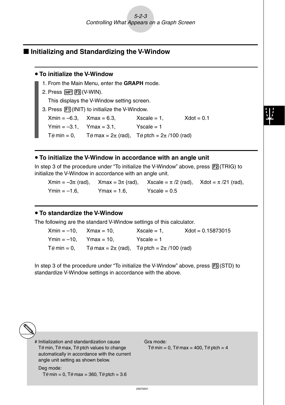 K initializing and standardizing the v-window | Casio SERIES FX-9860G User Manual | Page 186 / 603
