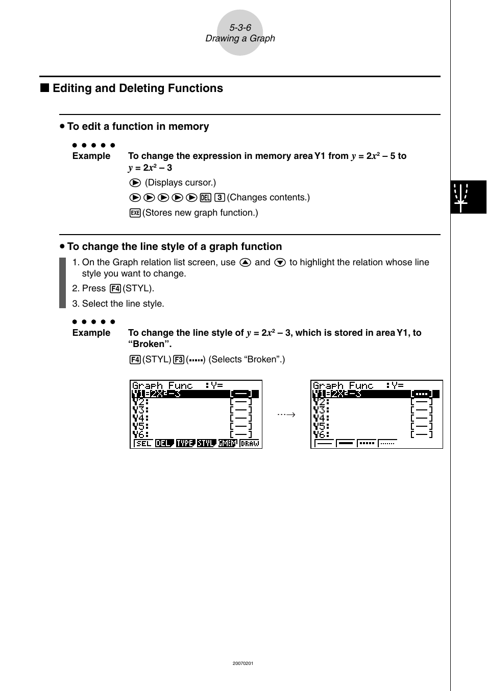 K editing and deleting functions | Casio SERIES FX-9860G User Manual | Page 199 / 603