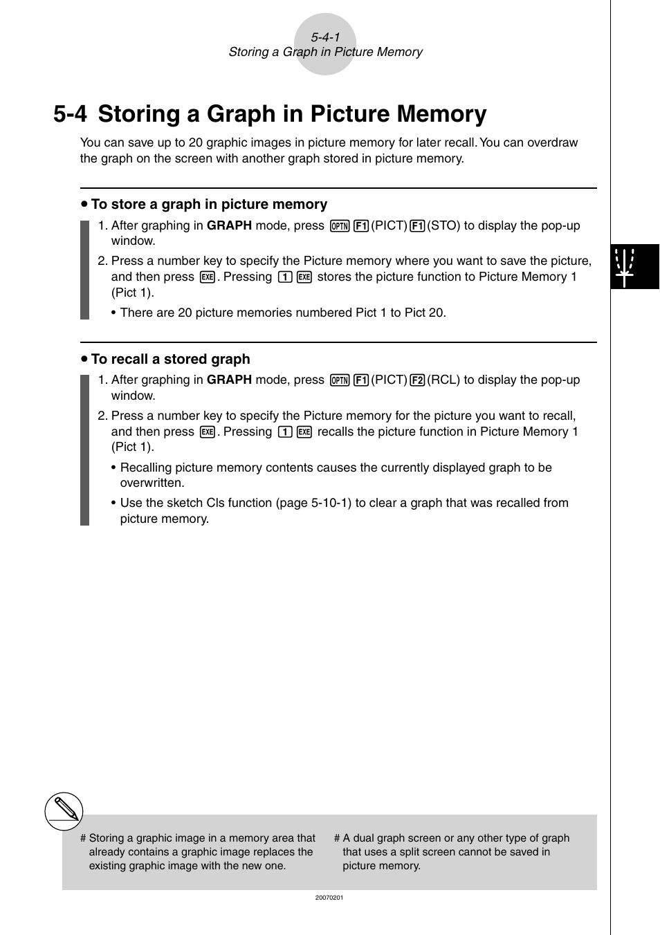 4 storing a graph in picture memory, 4 storing a graph in picture memory -4-1 | Casio SERIES FX-9860G User Manual | Page 203 / 603