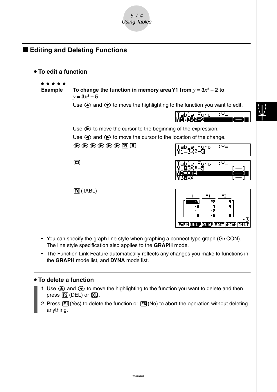 K editing and deleting functions | Casio SERIES FX-9860G User Manual | Page 221 / 603