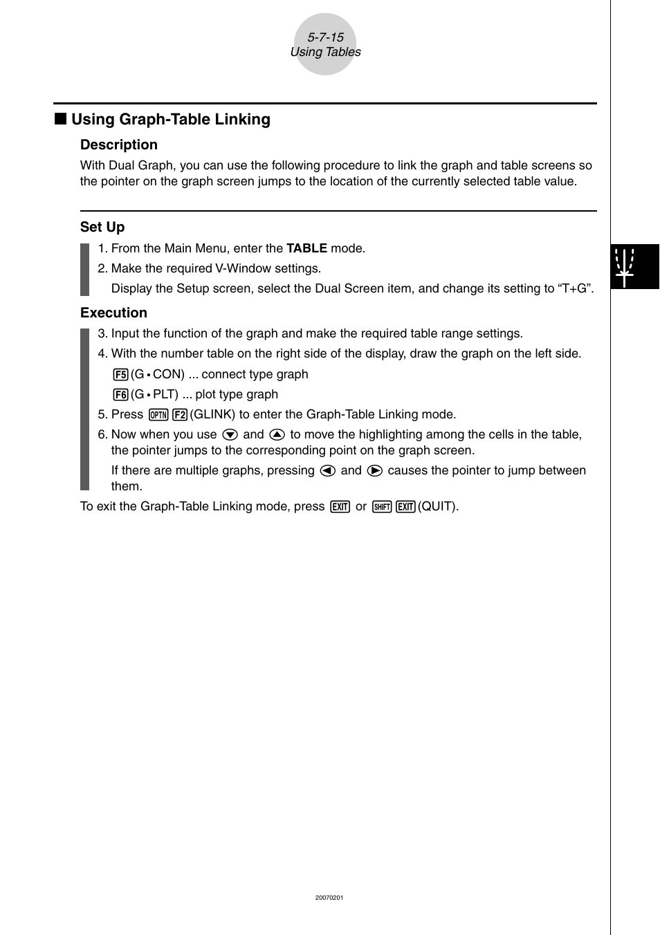 K using graph-table linking | Casio SERIES FX-9860G User Manual | Page 232 / 603