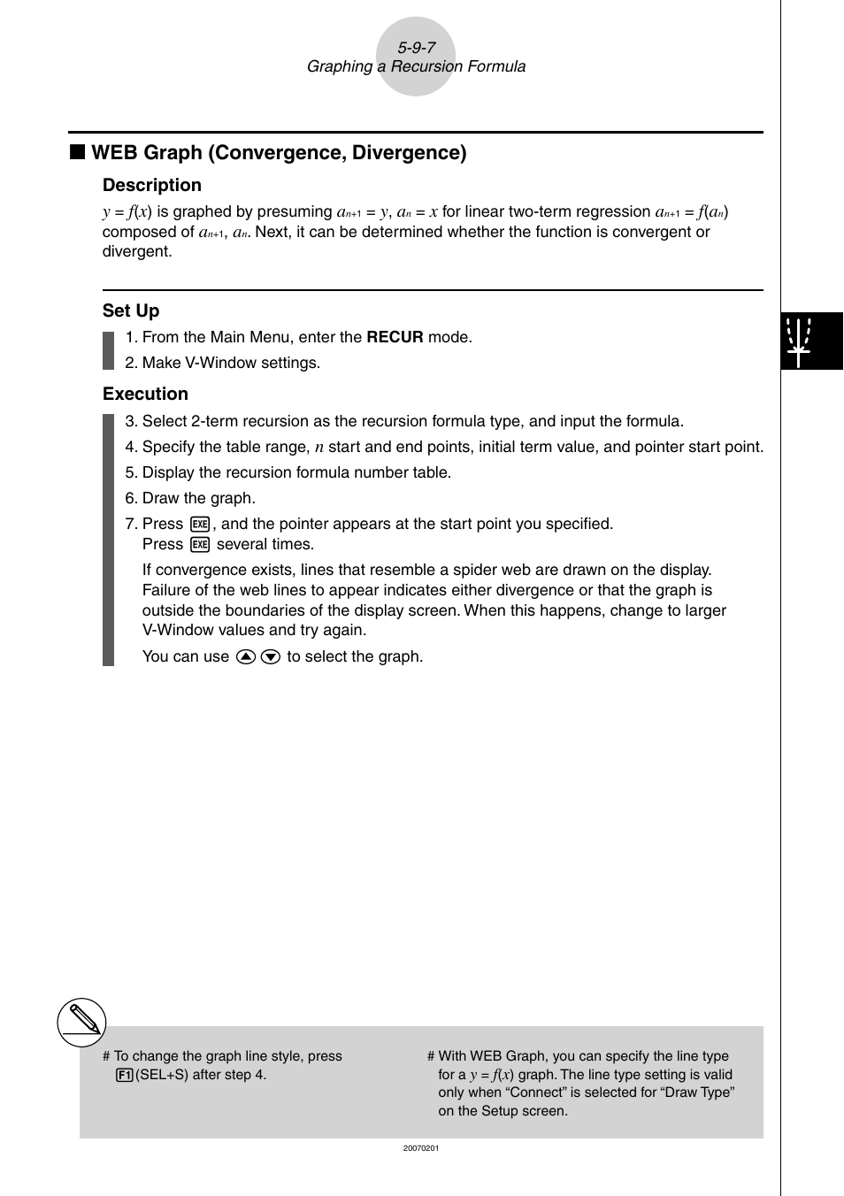 K web graph (convergence, divergence) | Casio SERIES FX-9860G User Manual | Page 248 / 603