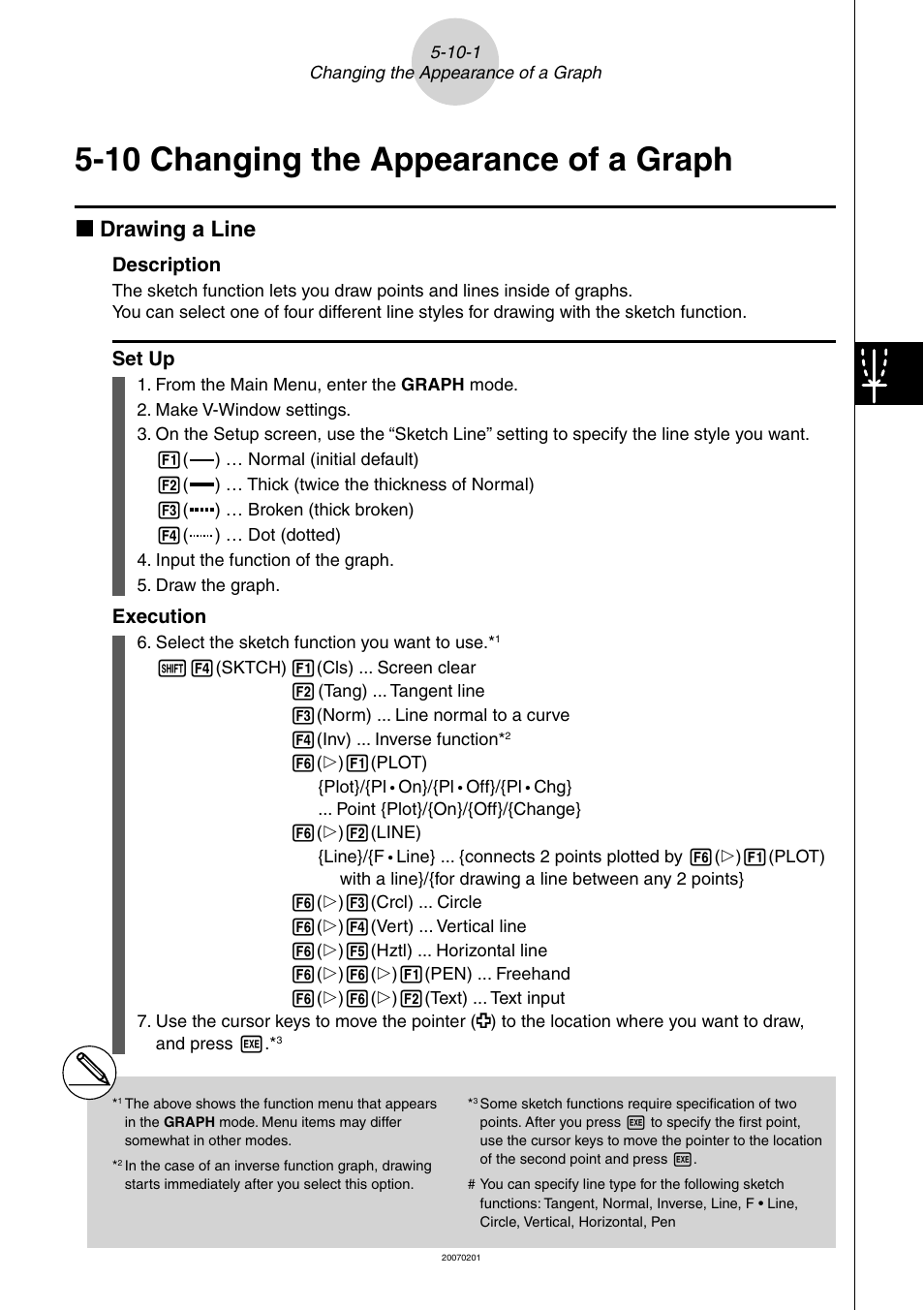 10 changing the appearance of a graph, 10 changing the appearance of a graph -10-1, K drawing a line | Description, Set up, Execution | Casio SERIES FX-9860G User Manual | Page 252 / 603