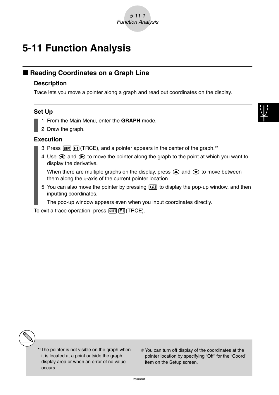 11 function analysis, Function, Analysis | K reading coordinates on a graph line | Casio SERIES FX-9860G User Manual | Page 259 / 603