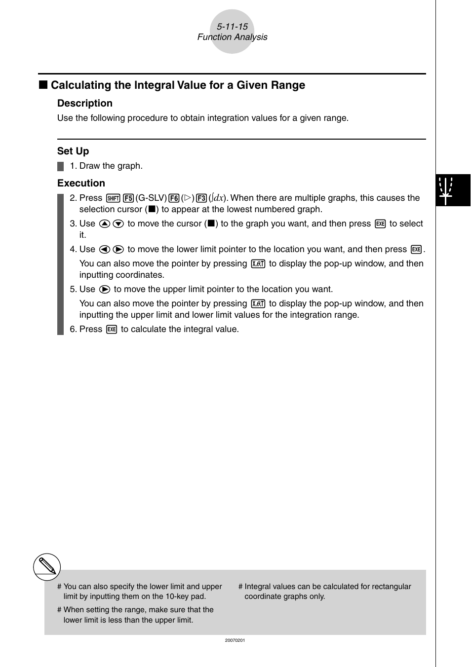 K calculating the lntegral value for a given range | Casio SERIES FX-9860G User Manual | Page 273 / 603