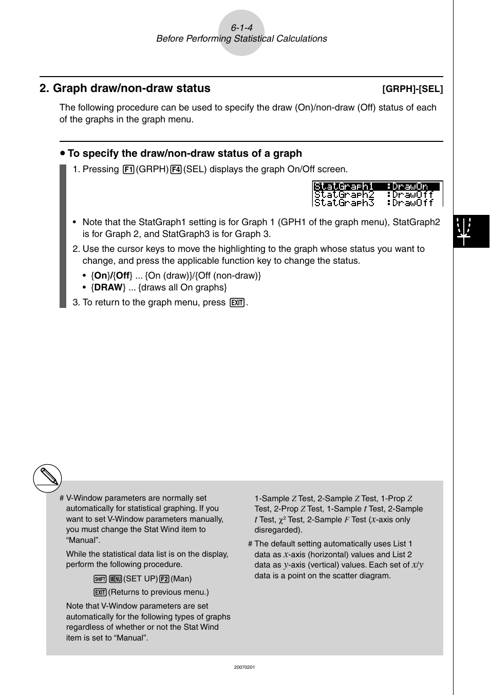 Graph draw/non-draw status, U to specify the draw/non-draw status of a graph | Casio SERIES FX-9860G User Manual | Page 285 / 603