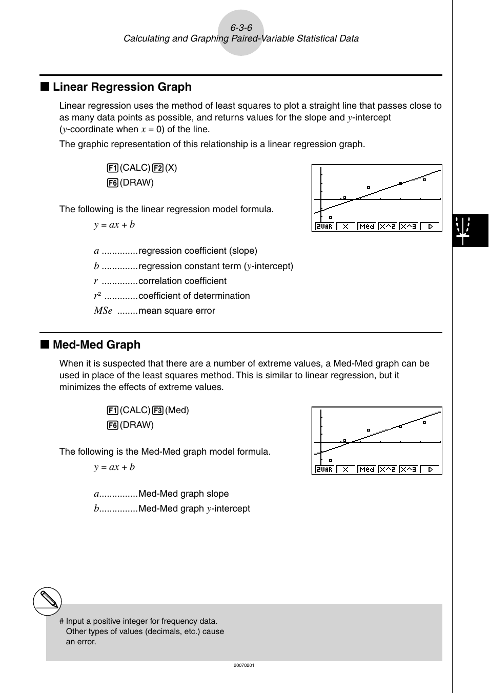 K linear regression graph, K med-med graph | Casio SERIES FX-9860G User Manual | Page 295 / 603