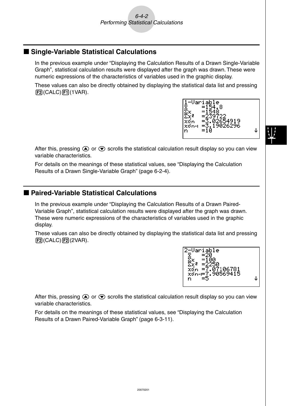 K single-variable statistical calculations, K paired-variable statistical calculations | Casio SERIES FX-9860G User Manual | Page 305 / 603