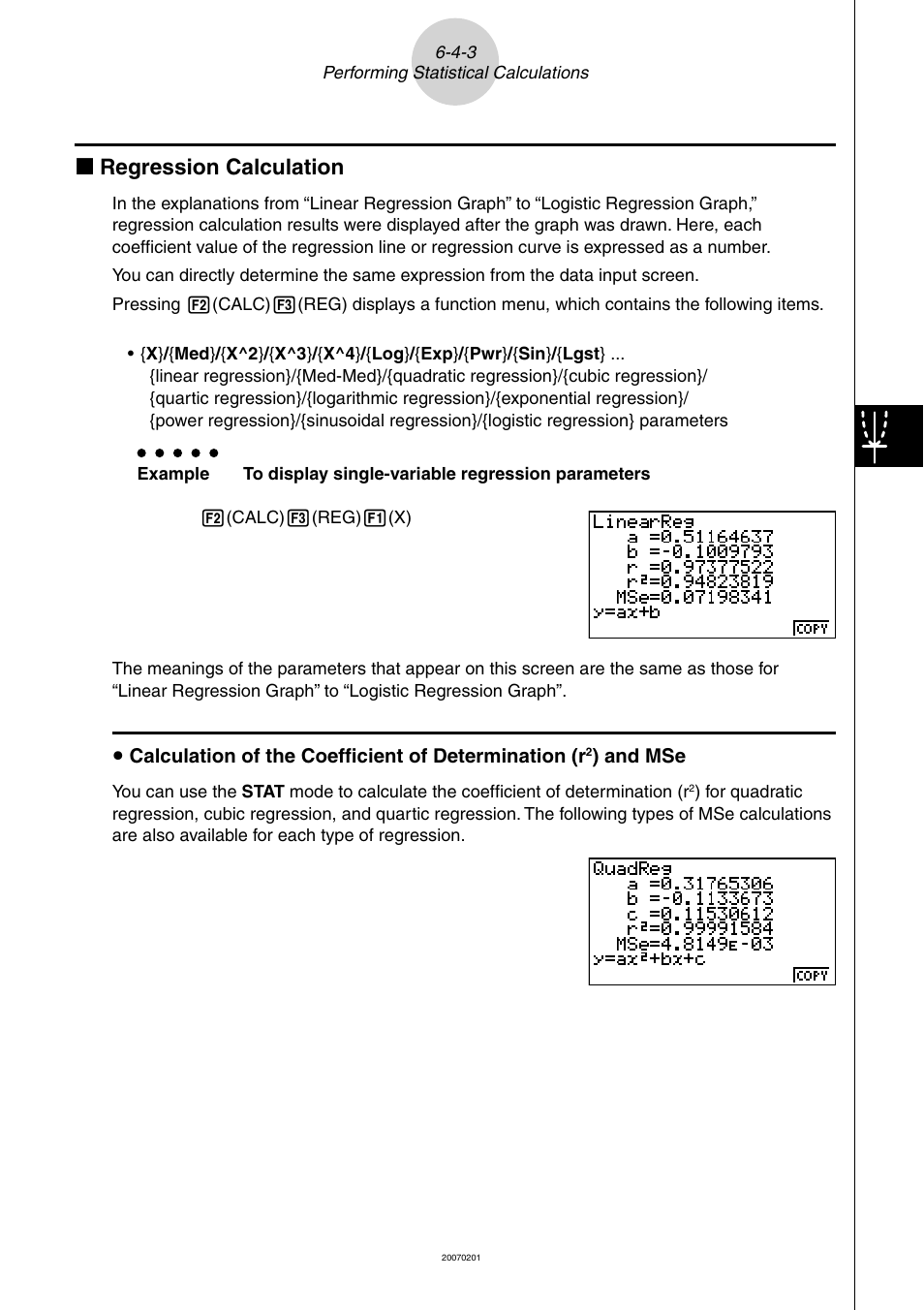 K regression calculation | Casio SERIES FX-9860G User Manual | Page 306 / 603