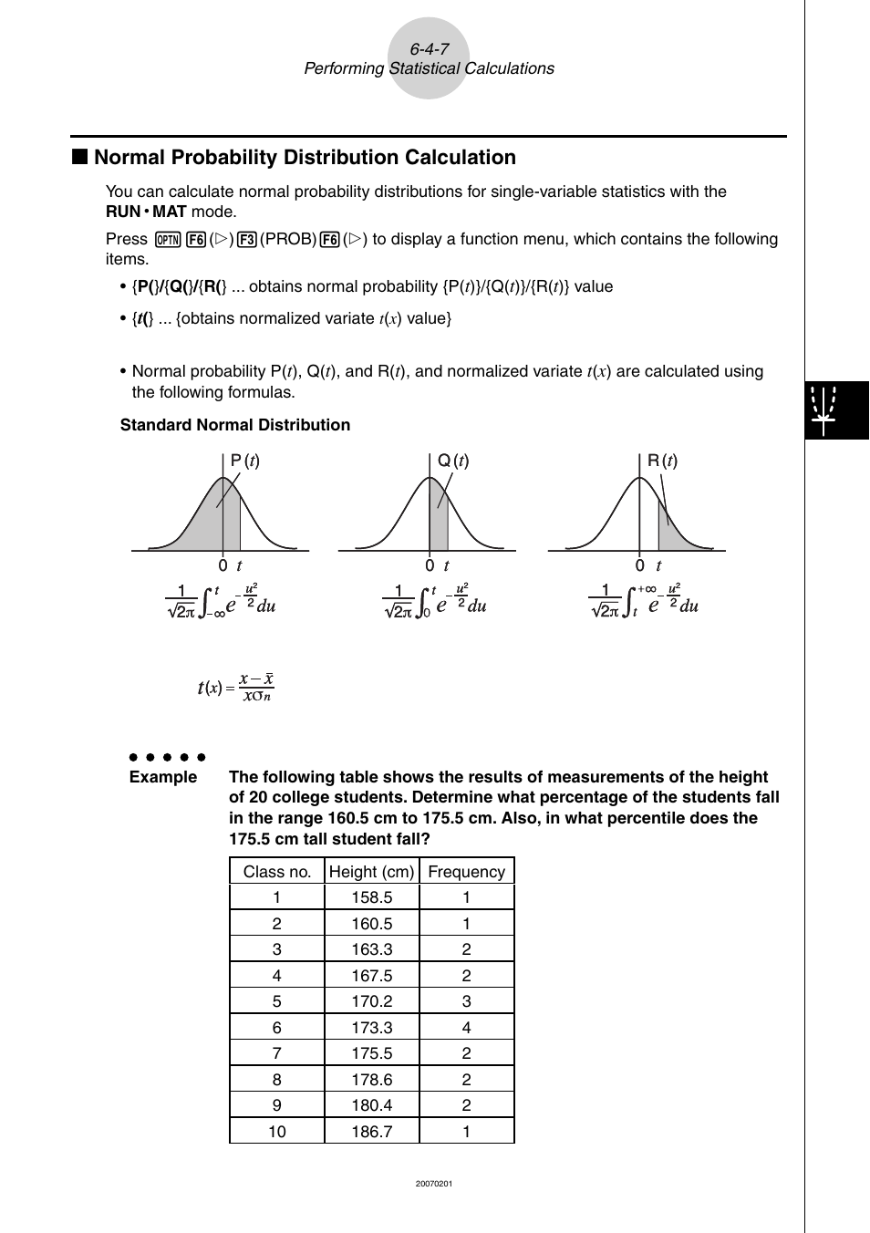 K normal probability distribution calculation | Casio SERIES FX-9860G User Manual | Page 310 / 603