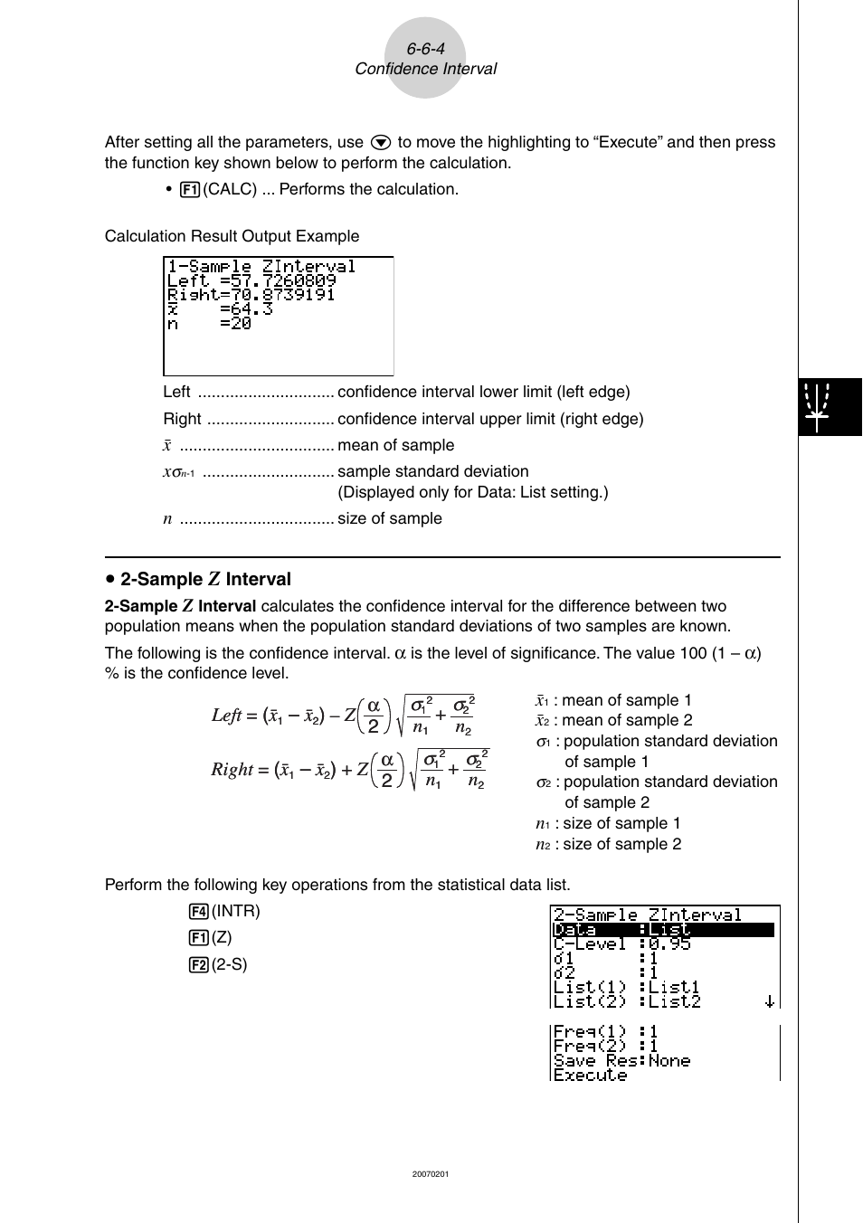 Left = ( o, Z α 2 right = ( o, Z α 2 n | Σ+ n, Σleft = ( o | Casio SERIES FX-9860G User Manual | Page 342 / 603