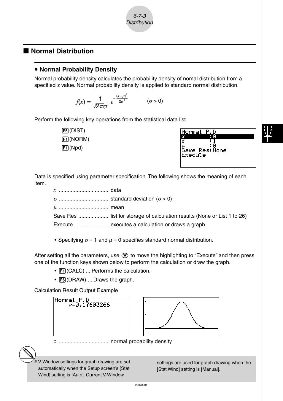 K normal distribution, 2f ( x ) = 1 e, U normal probability density | Casio SERIES FX-9860G User Manual | Page 352 / 603
