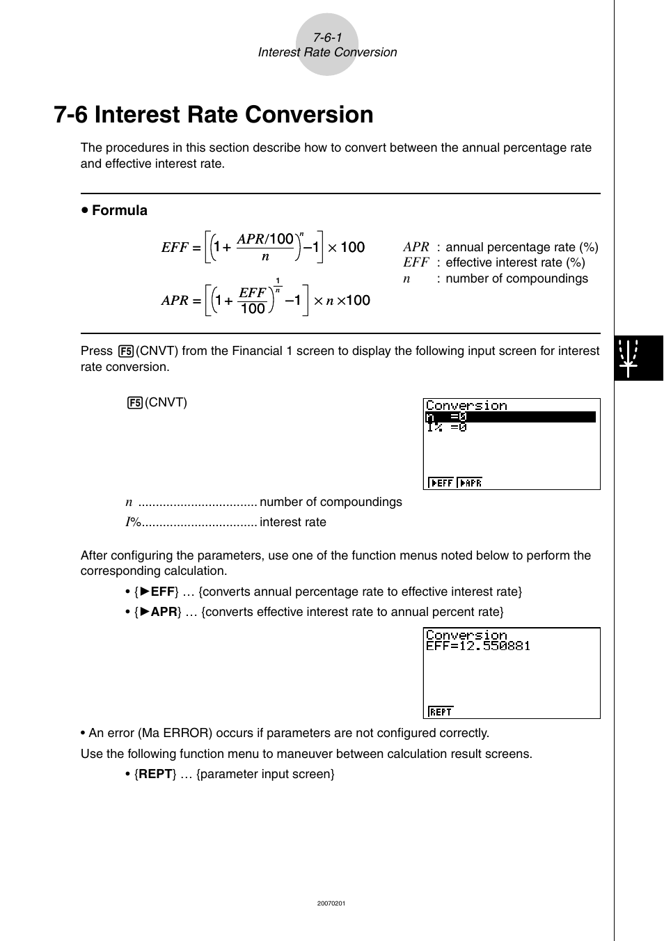 6 interest rate conversion, Interest, Rate | Conversion, 6 interest, 7 cost, selling price, margin | Casio SERIES FX-9860G User Manual | Page 387 / 603