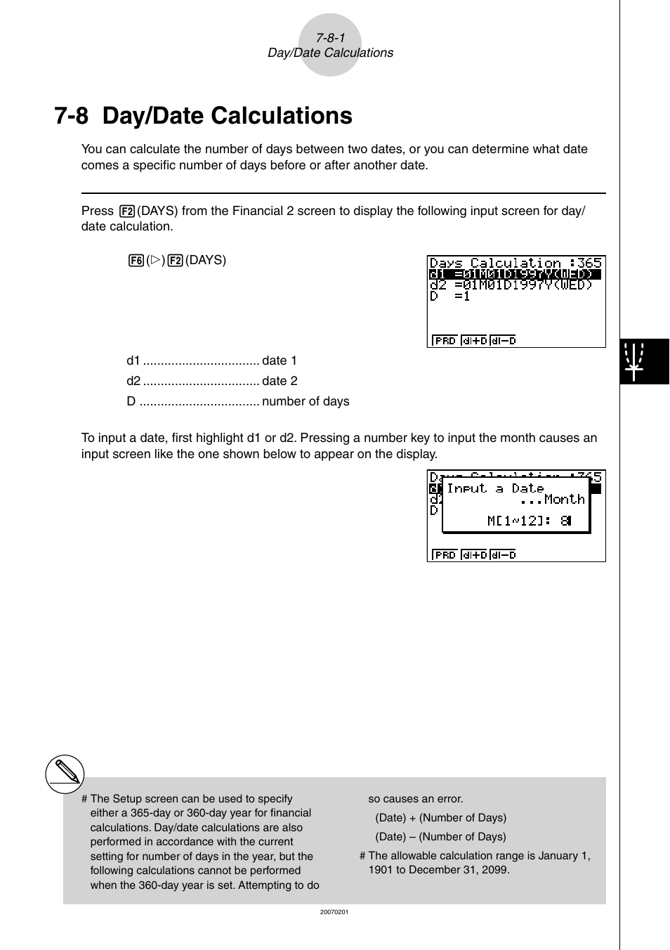 8 day/date calculations, Day/date, Calculations | 8 day/date | Casio SERIES FX-9860G User Manual | Page 389 / 603