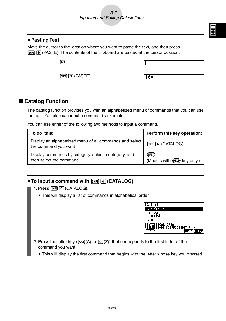 K catalog function | Casio SERIES FX-9860G User Manual | Page 39 / 603