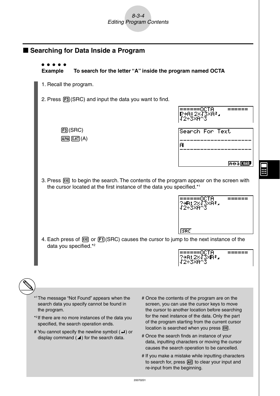 K searching for data inside a program | Casio SERIES FX-9860G User Manual | Page 399 / 603