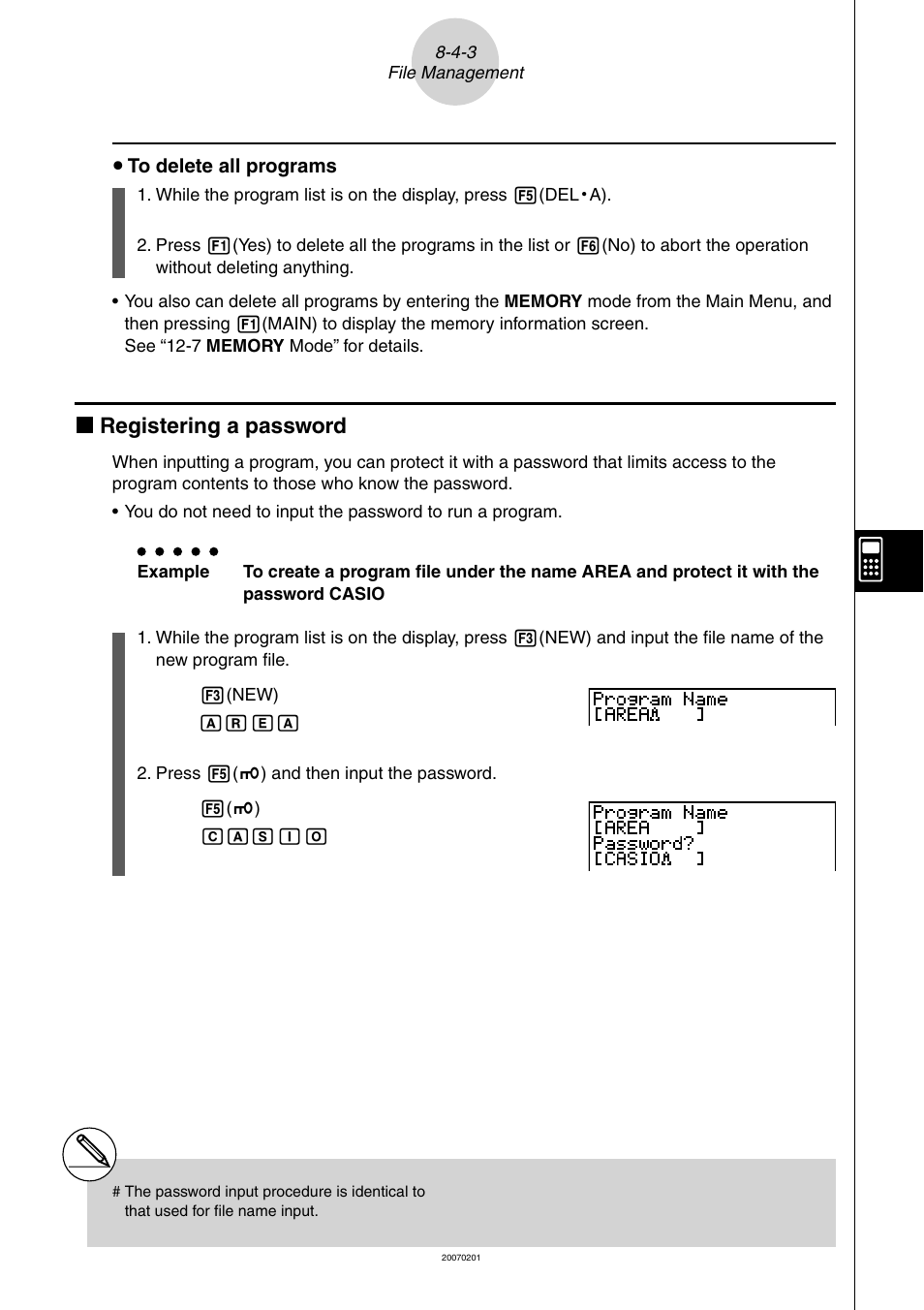 K registering a password | Casio SERIES FX-9860G User Manual | Page 402 / 603