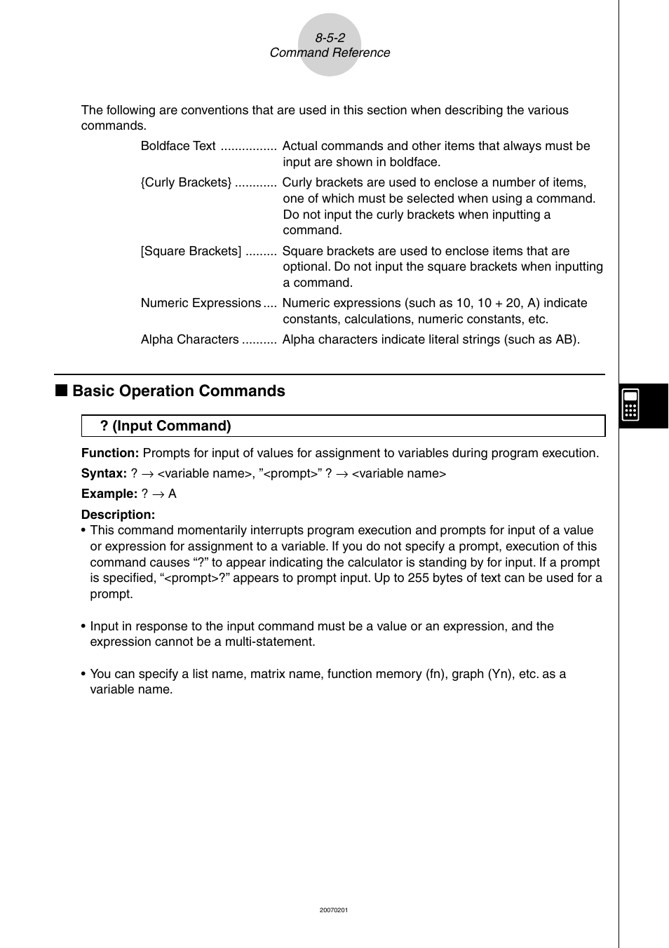 K basic operation commands | Casio SERIES FX-9860G User Manual | Page 405 / 603