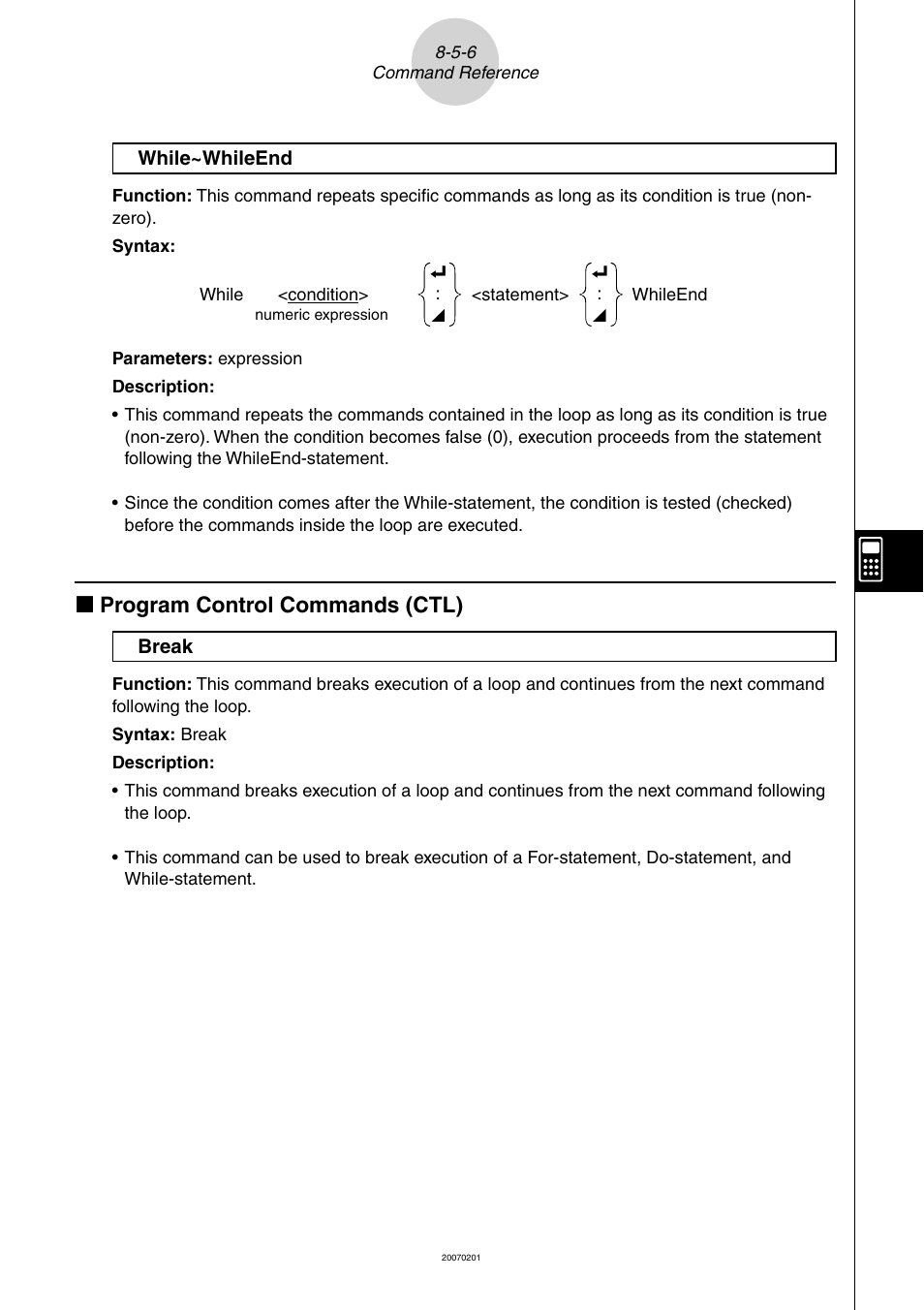 K program control commands (ctl) | Casio SERIES FX-9860G User Manual | Page 409 / 603