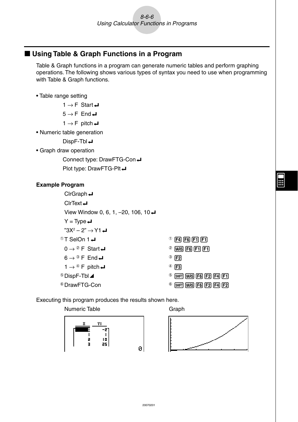 K using table & graph functions in a program | Casio SERIES FX-9860G User Manual | Page 427 / 603