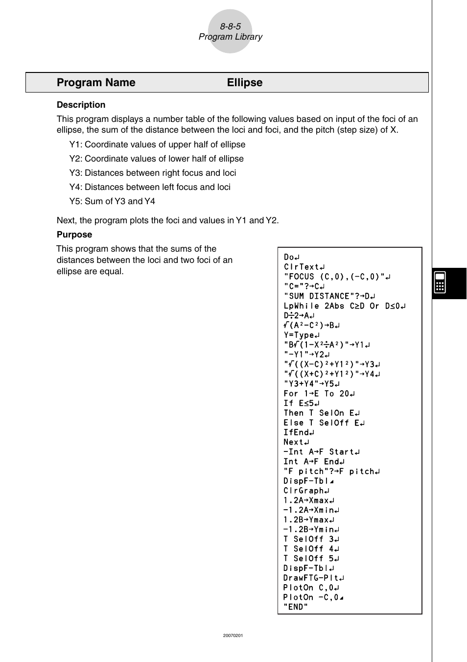 Program name ellipse | Casio SERIES FX-9860G User Manual | Page 441 / 603