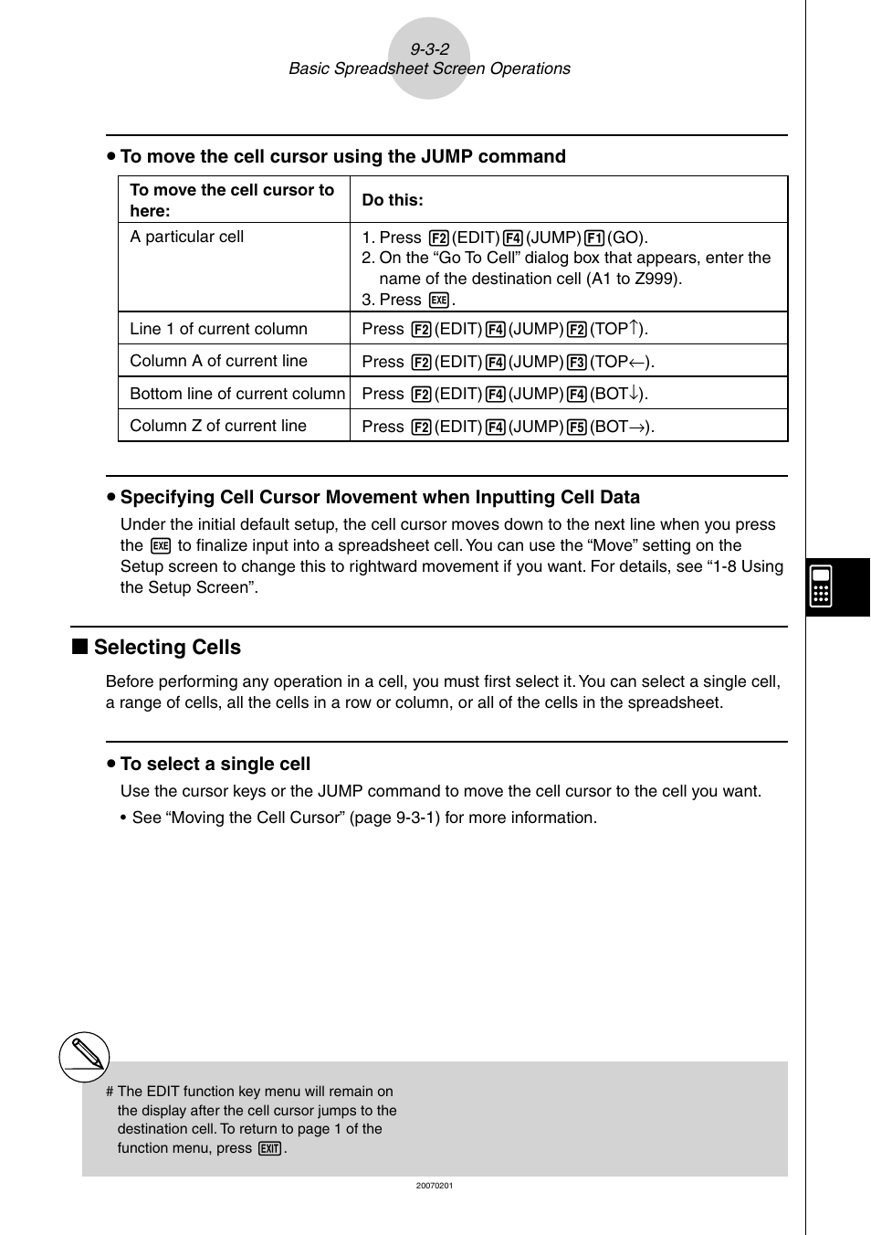 K selecting cells | Casio SERIES FX-9860G User Manual | Page 456 / 603