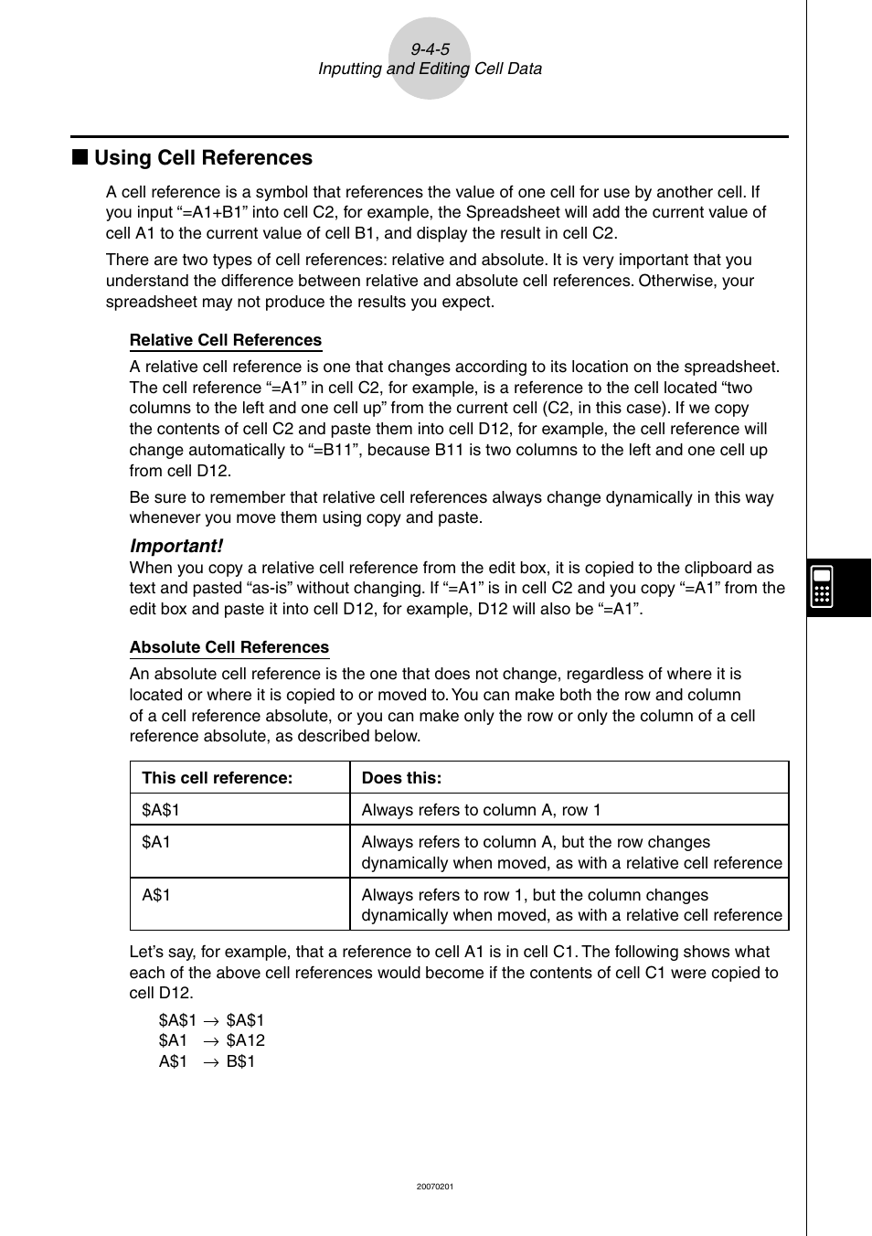 K using cell references | Casio SERIES FX-9860G User Manual | Page 463 / 603