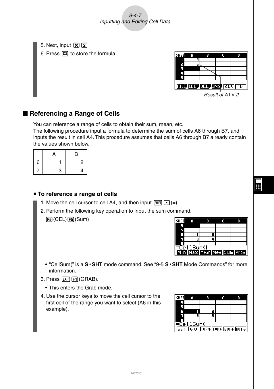 K referencing a range of cells | Casio SERIES FX-9860G User Manual | Page 465 / 603