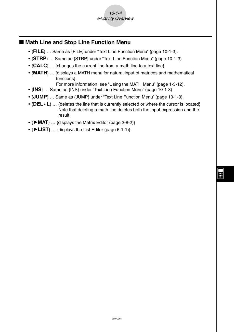 K math line and stop line function menu | Casio SERIES FX-9860G User Manual | Page 503 / 603