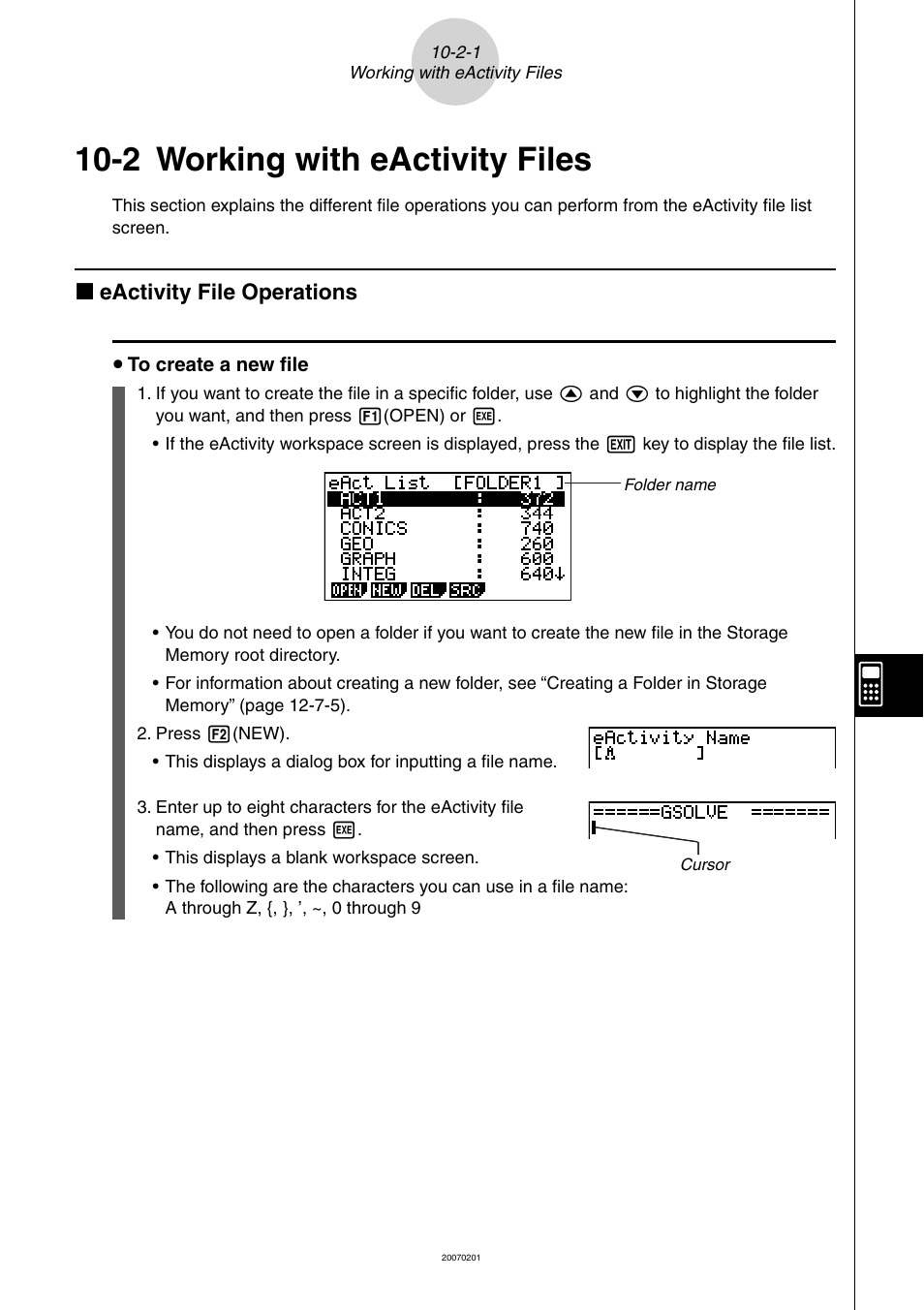 2 working with eactivity files, Working with eactivity files -2-1, K eactivity file operations | Casio SERIES FX-9860G User Manual | Page 508 / 603