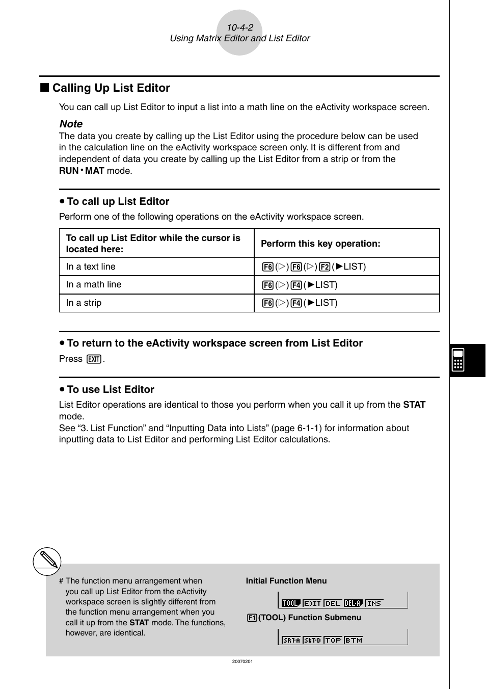 K calling up list editor | Casio SERIES FX-9860G User Manual | Page 531 / 603