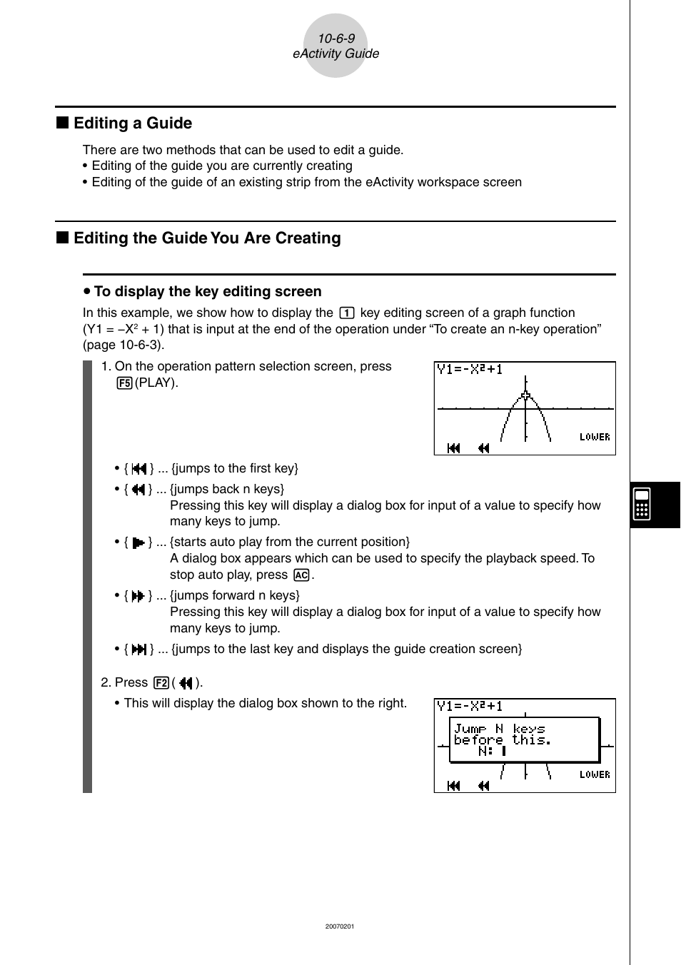 K editing a guide, K editing the guide you are creating | Casio SERIES FX-9860G User Manual | Page 541 / 603