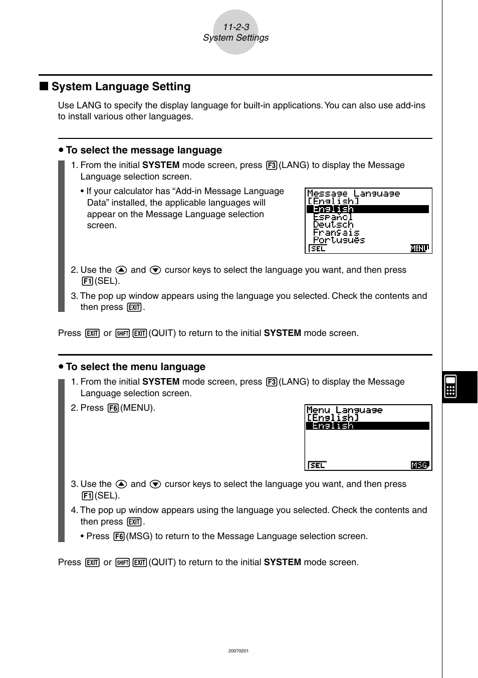 K system language setting | Casio SERIES FX-9860G User Manual | Page 554 / 603
