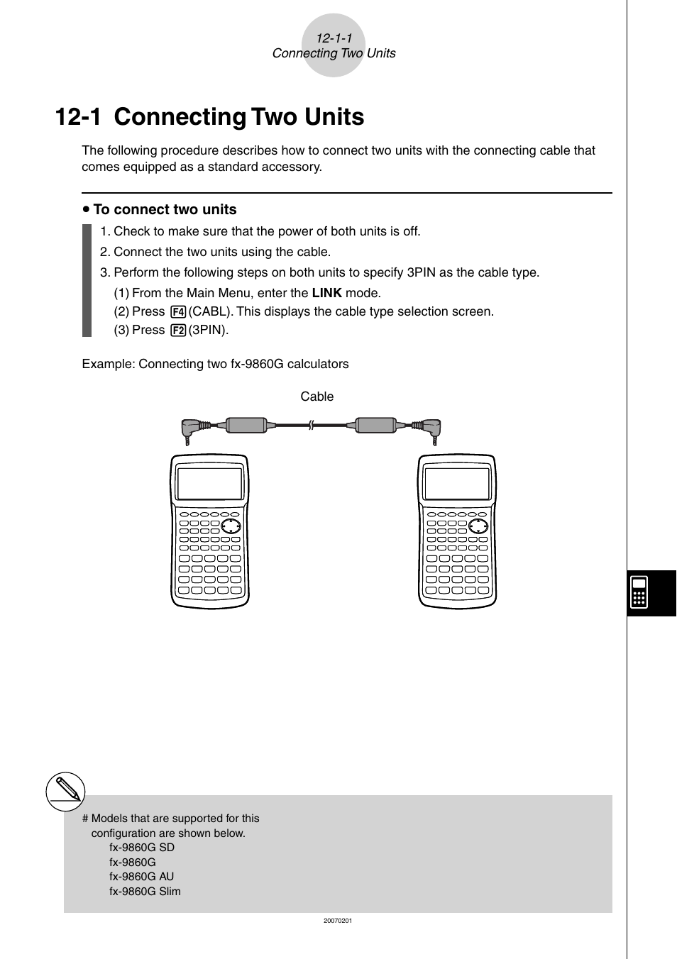 1 connecting two units, Connecting, Units | 1 connecting | Casio SERIES FX-9860G User Manual | Page 560 / 603