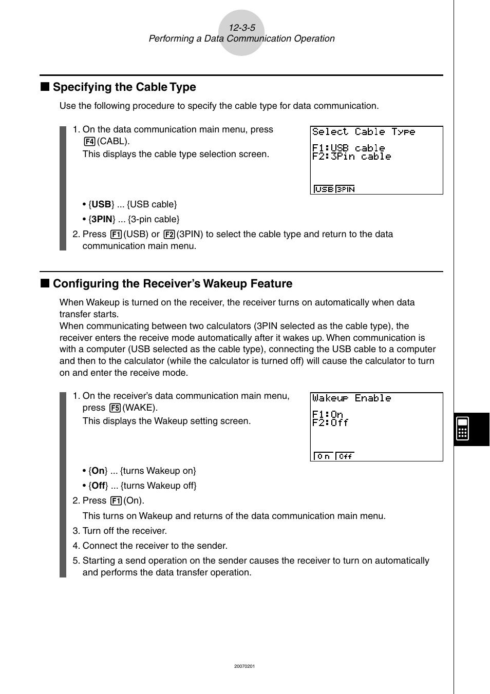 K specifying the cable type, K conﬁ guring the receiver’s wakeup feature | Casio SERIES FX-9860G User Manual | Page 566 / 603