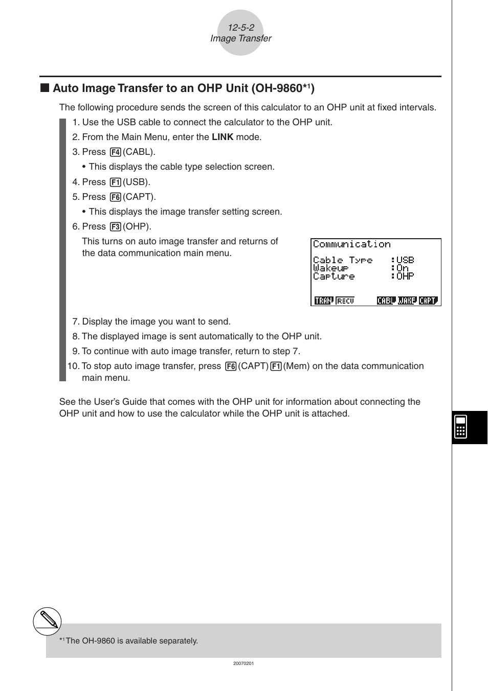 K auto image transfer to an ohp unit (oh-9860 | Casio SERIES FX-9860G User Manual | Page 571 / 603