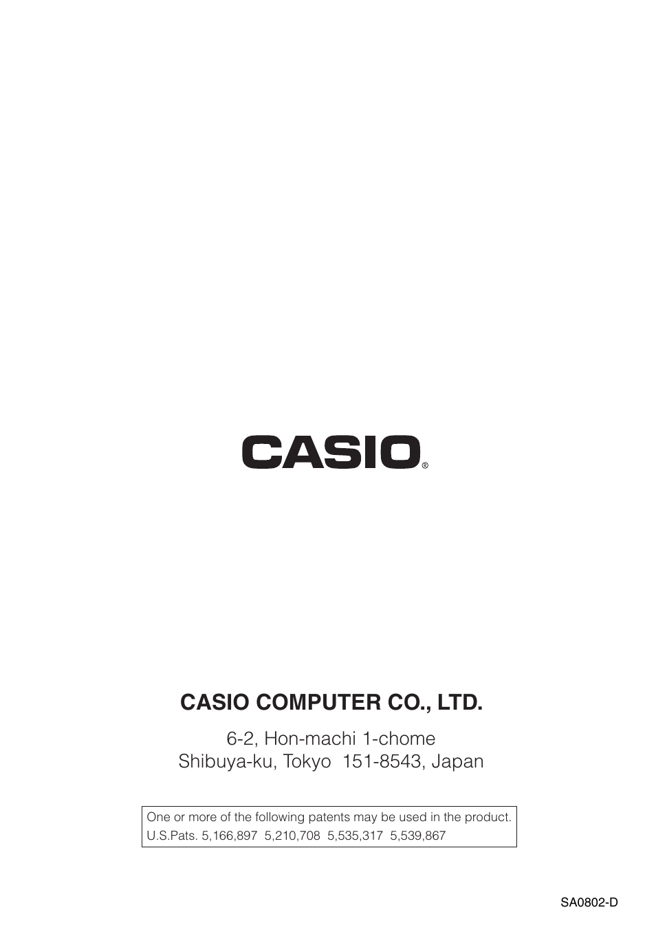 Casio computer co., ltd | Casio SERIES FX-9860G User Manual | Page 603 / 603