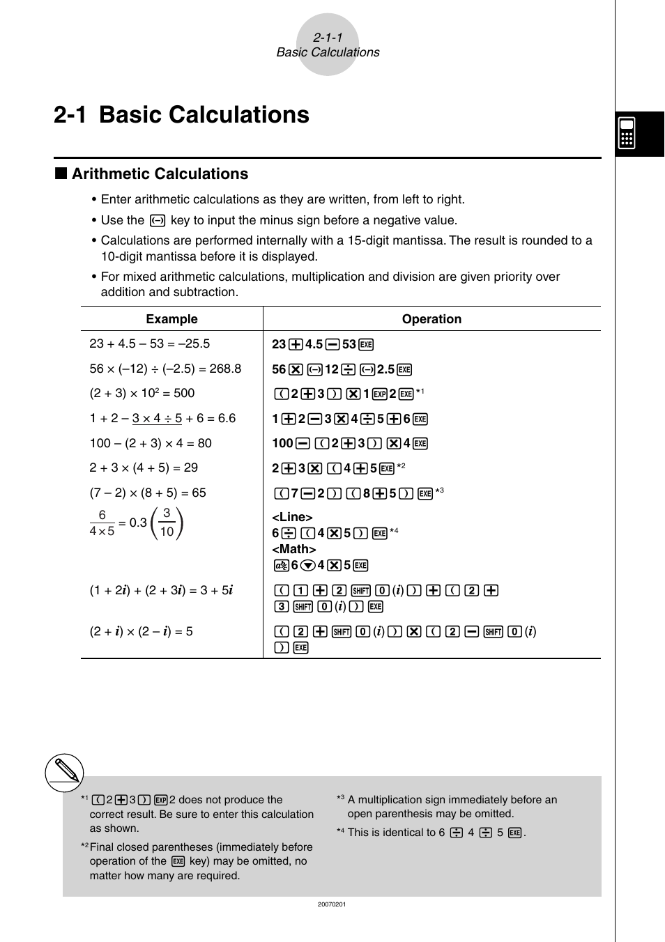 1 basic calculations, Basic, Calculations | 1 basic, K arithmetic calculations | Casio SERIES FX-9860G User Manual | Page 68 / 603