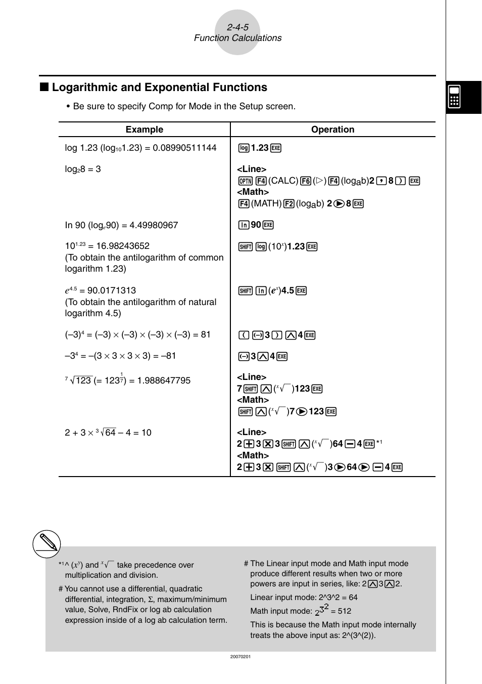 K logarithmic and exponential functions | Casio SERIES FX-9860G User Manual | Page 88 / 603