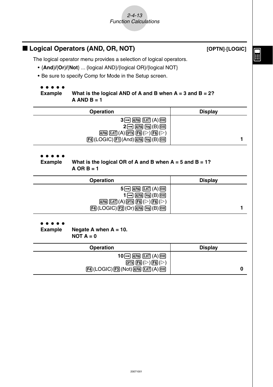 K logical operators (and, or, not) | Casio SERIES FX-9860G User Manual | Page 96 / 603