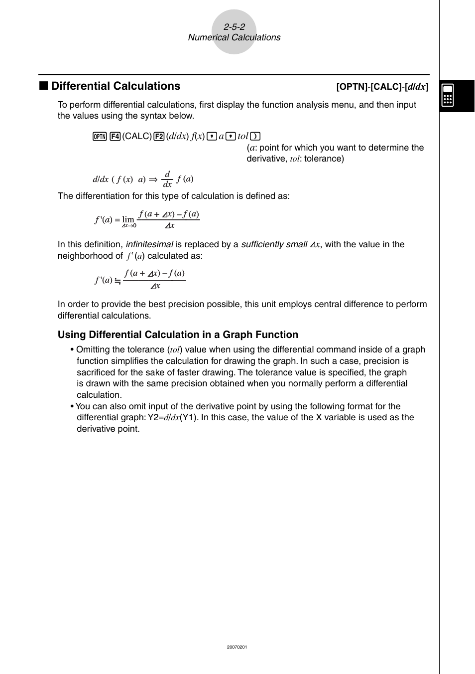 K differential calculations | Casio SERIES FX-9860G User Manual | Page 99 / 603