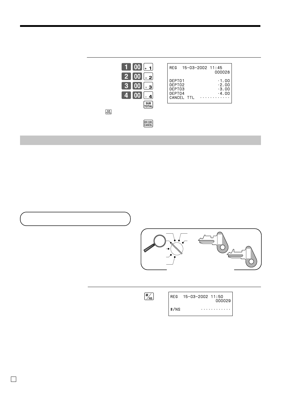 No sale registration, Basic operations and setups, & 2- ' 3- ( 4- ) s e | Casio TE-100 User Manual | Page 40 / 88