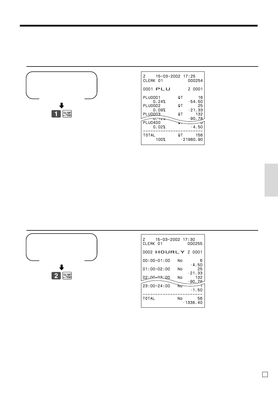 X mode, Z mode, Con venient operations and setups | 1a read, Reset, 2a read | Casio TE-100 User Manual | Page 73 / 88