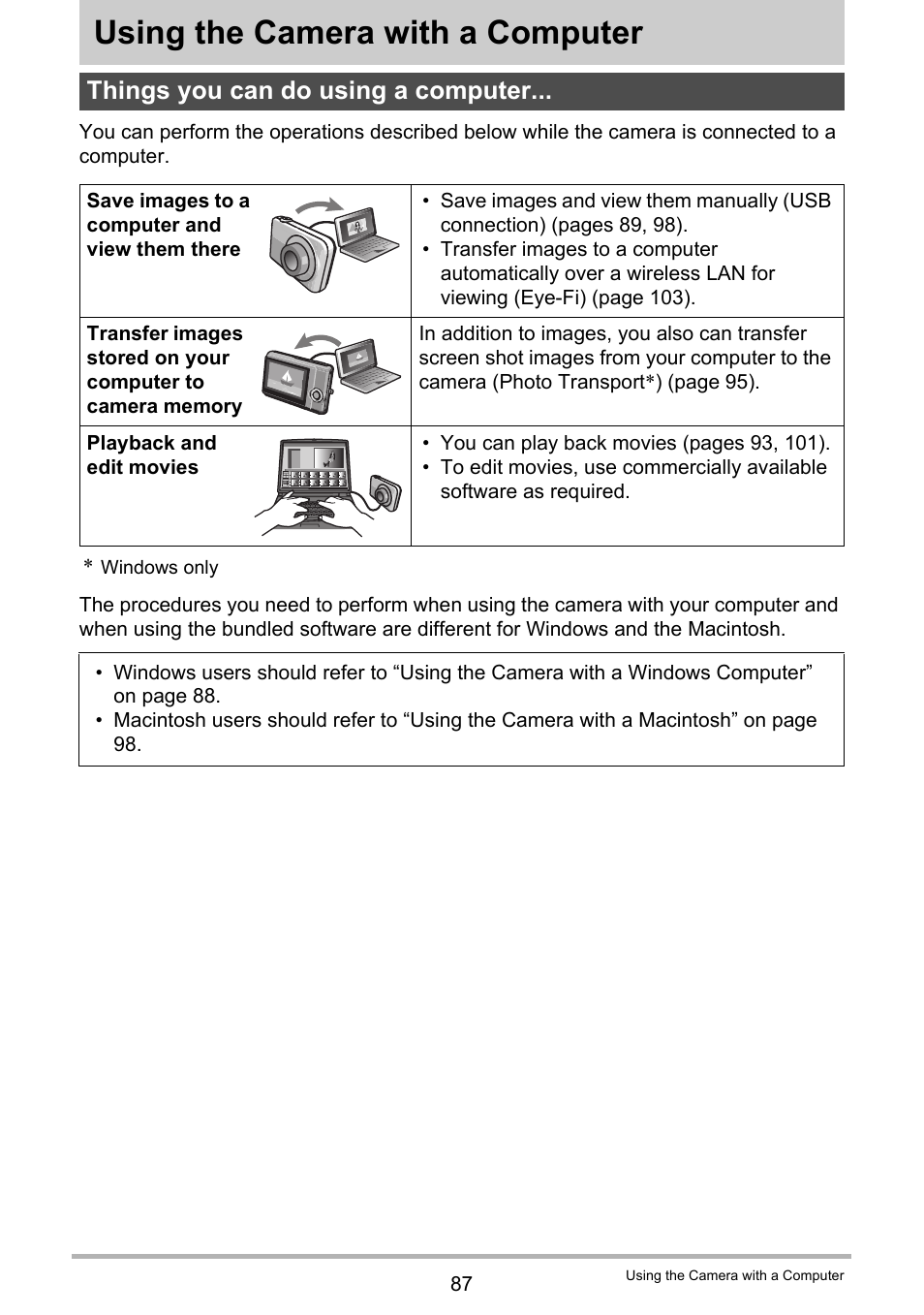 Using the camera with a computer, Things you can do using a computer | Casio EX-S5 User Manual | Page 87 / 148