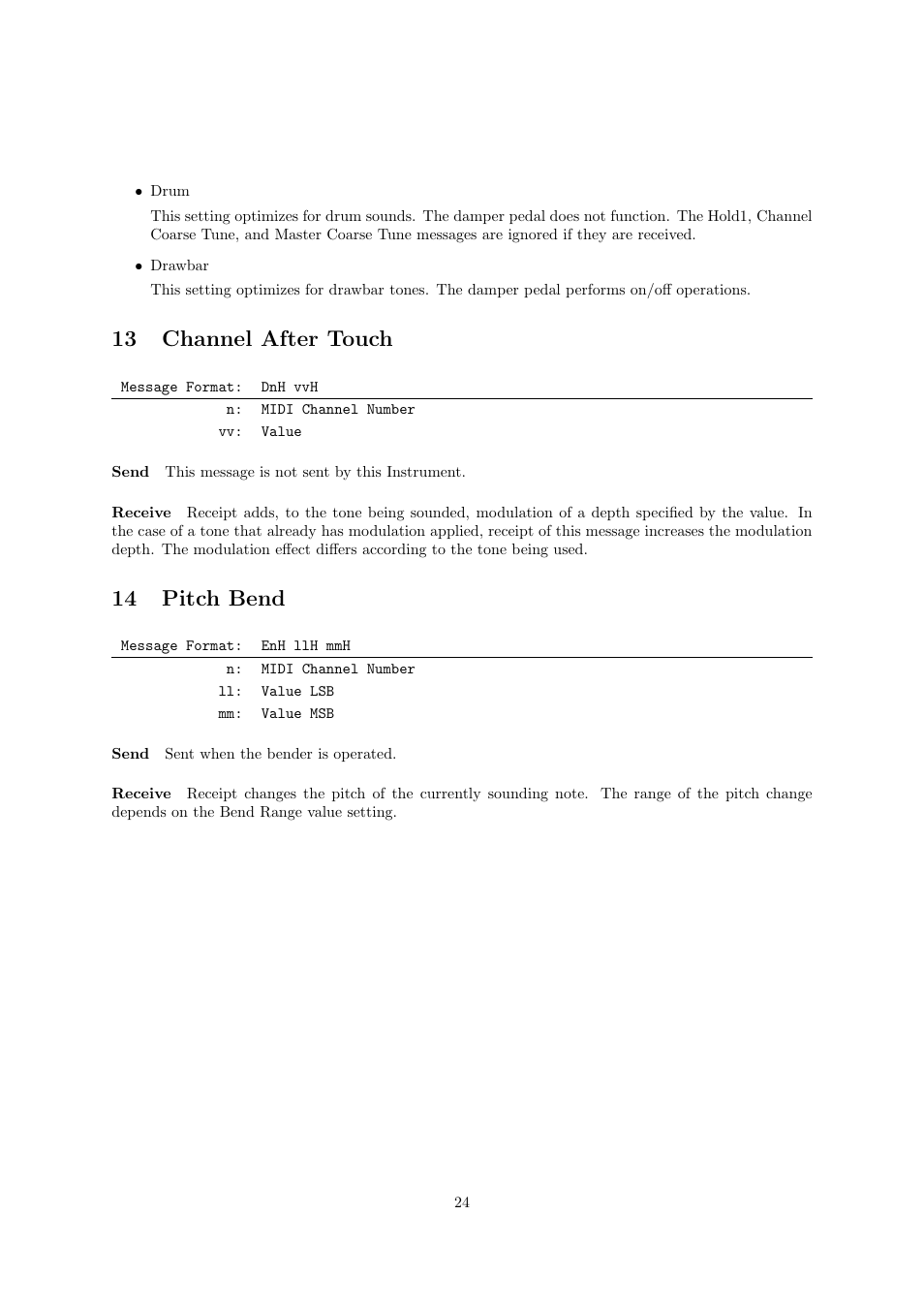 13 channel after touch, 14 pitch bend | Casio CTK6000 User Manual | Page 24 / 77