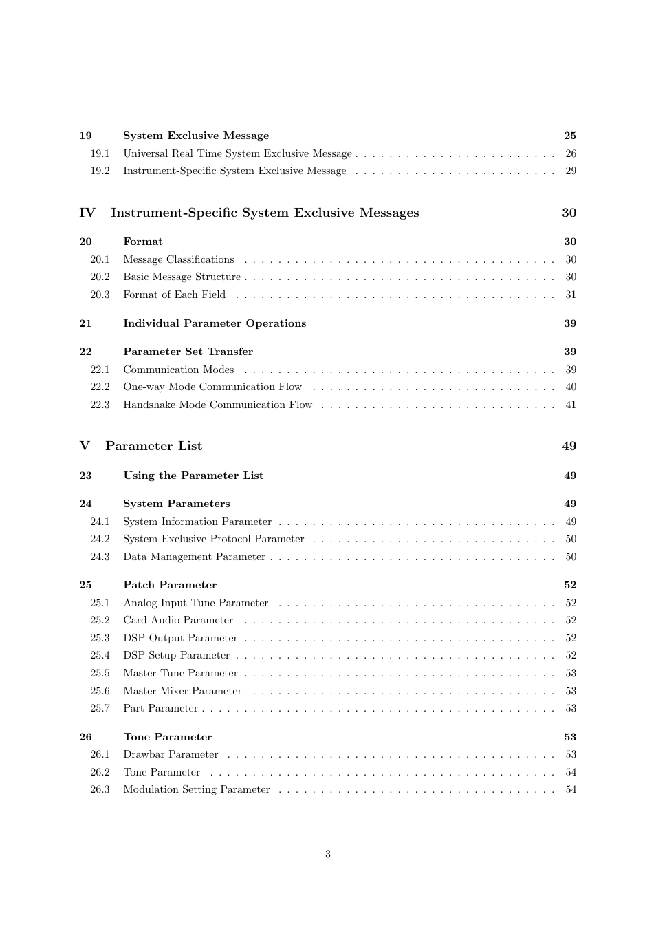 Iv instrument-speciﬁc system exclusive messages 30, Vparameter list 49 | Casio CTK6000 User Manual | Page 3 / 77